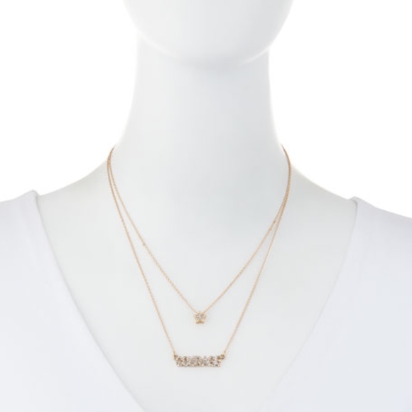 New Lydell NYC Layered Crystal Courage Necklace - Picture 2 of 3